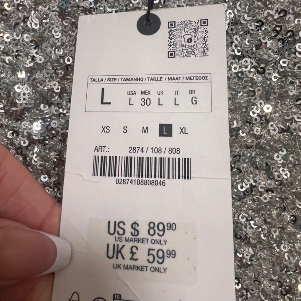 Zara Sparkle Sequin Shoulder Pads  Dress ZW COLLECTION - Picture 14 of 16